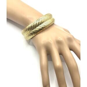 OTC Bracelet Signed 18K GEP OTC Italy BZ Vintage WIDE DIAMOND CUT Rare Find!